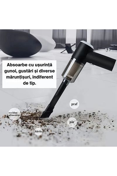 varioshop Aspirator auto portabil VarioShop®, cu 2 Accesorii incluse: perie si duza, Aspirator de mare putere