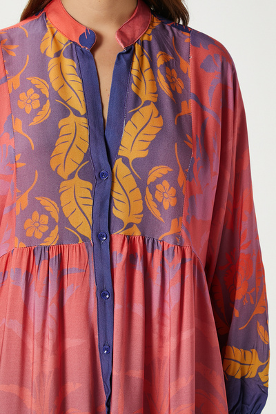 Ritnice Μέτριο γυναικείο φόρεμα Clara Pink 100% Viscose Maxi μήκους