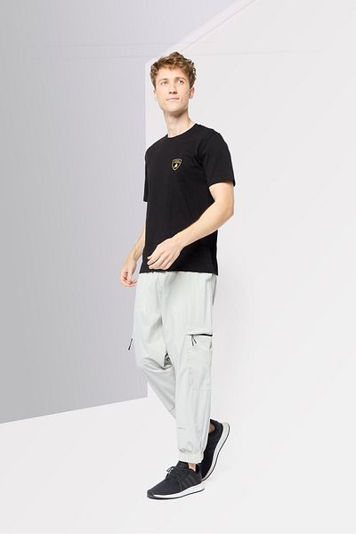 Lamborghini Men Crew Neck Short Sleeves Embroidered Logo T-Shirt, Black