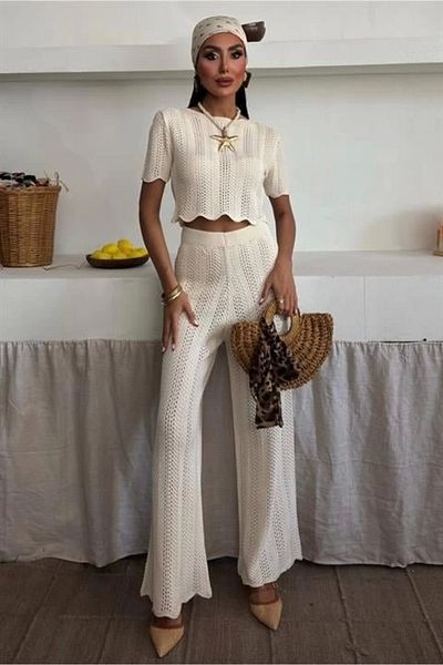 Silerra Knitwear Blouse Trousers Double Set 10084-025