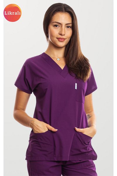 Simirna Üniforma Premium Fabric Lycra Surgical Doctor Nurse Scrubs Single Top Uniform