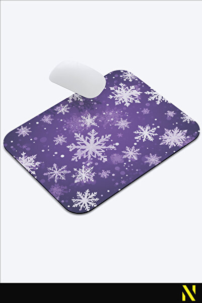 nilizma Ергономична подложка за мишка с мотив на лилави снежинки - 22 cm X 18 cm - подложка за мишка с неплъзгаща се основа