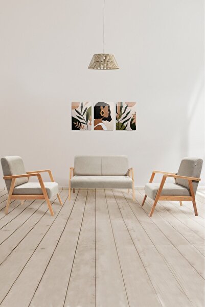 Zem Pavia Çay Seti Natürel Ahşap, Sütlü Kahve (1 ADET IKİLİ BERJER 2 ADET TEK...