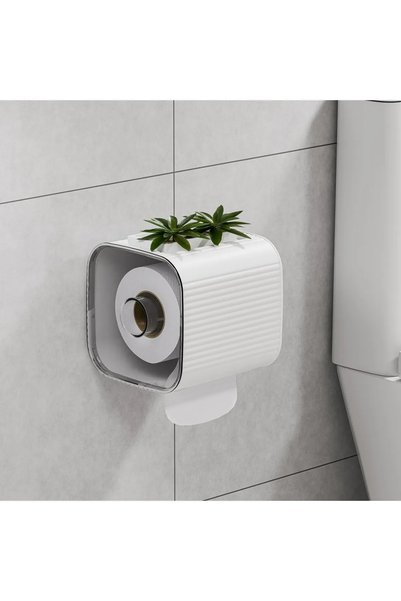 Buclee Setra 4-Piece Bathroom Set |   Toilet Brush + Toilet Roll Holder + Basket + Adhesive Shelf