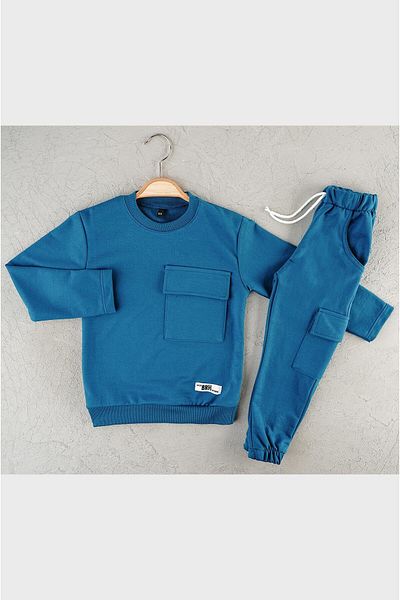 Çocuksan Baby&Kids Wear Set de jos-top tricotat din bumbac pentru băieți cu buzunare cargo