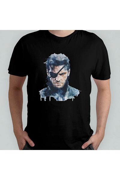 Pixxa Metal Gear Solid - Solid Snake Unisex 100% Cotton Crew Neck T-Shirt Model 3
