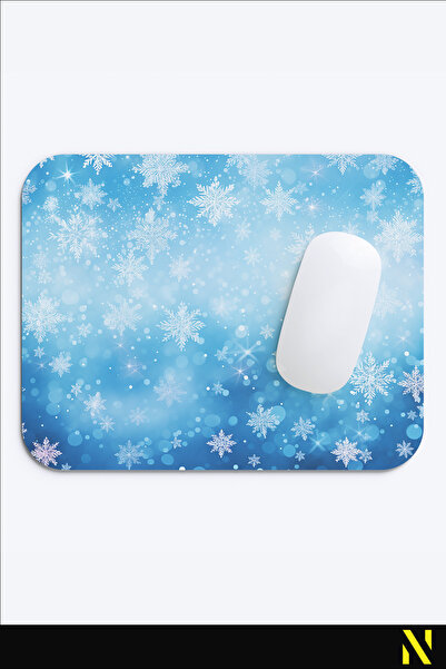 nilizma Mousepad ergonomic cu model fulgi de nea albastru - 22 cm X 18 cm - Mousepad cu bază anti-alunecare