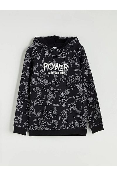 LC Waikiki Lcw Kids Black Hooded Boys Tracksuit Set