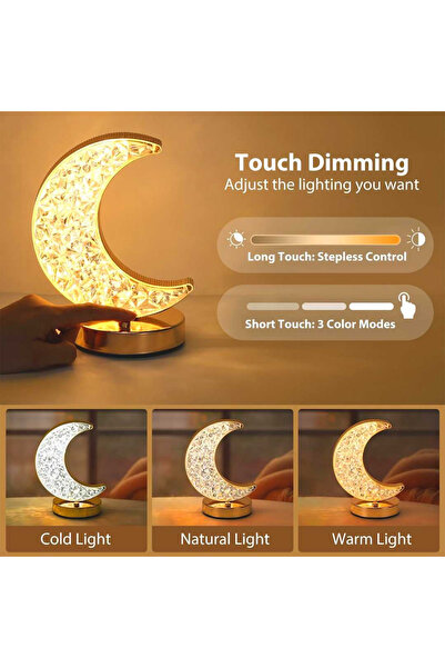 ylz ŞIK MASA LAMBASI AY ŞEKLİNDE 3 RENK MOD USB