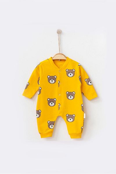 Çocuksan Baby&Kids Wear Teddy Bear Patterned Unisex Baby Jumpsuit - with Booties and Snaps