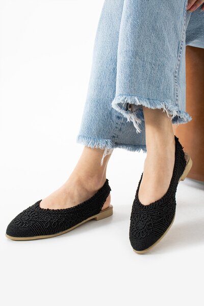 Slipcat Thin Heel Thread Knitted Embroidered Women's Sandals