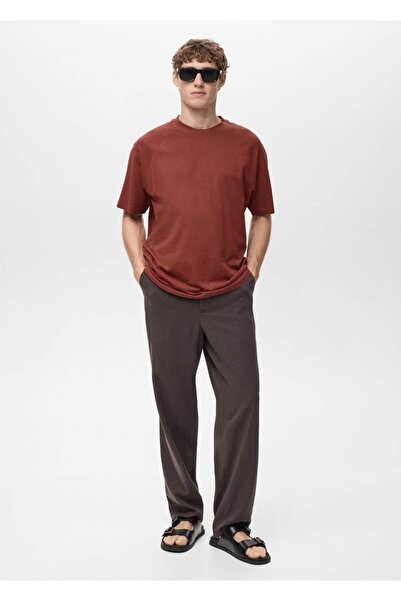 MANGO Man Rahat kesim pamuklu keten tişört