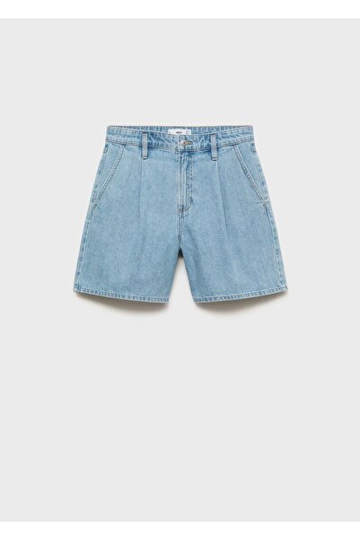 MANGO Woman Pilili denim bermuda şort