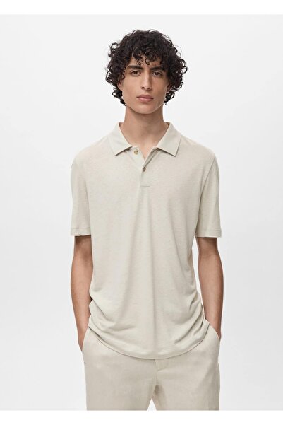 MANGO Man Dar kesim keten polo gömlek