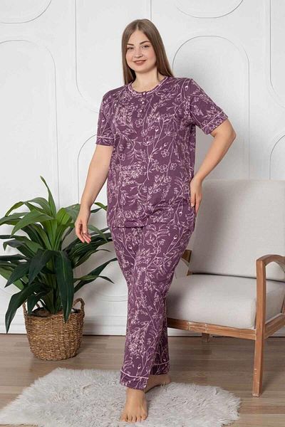 ALİMER Floral Print Plus Size Pajamas Set 2766Kyb
