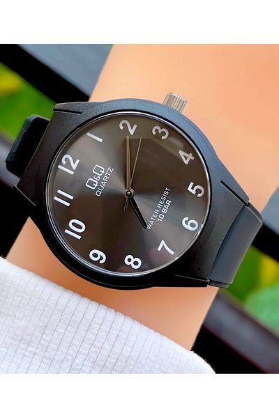 Q&Q Unisex Wristwatch with Red Color Waterproof Silicone Cord in Special Box