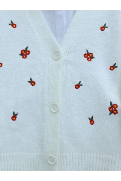 HİJABAYA Sprinkled Flower Embroidered Knitwear Cardigan