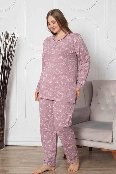 ALİMER Dried Rose Plus Size Pajama Set 2786Uyb