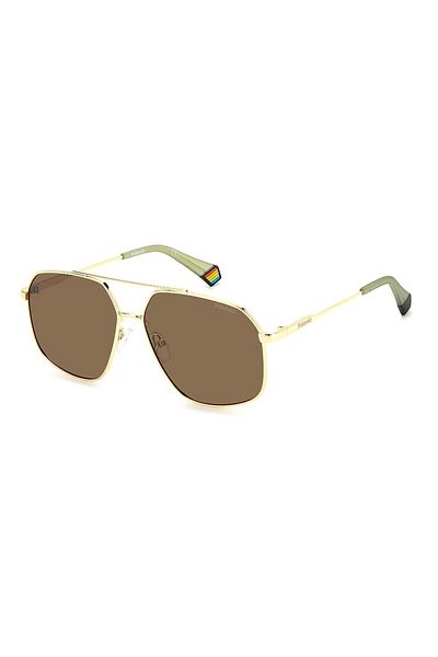 Polaroid , Unisex Polarized Aviator Sunglasses, Gold, 58-14-140