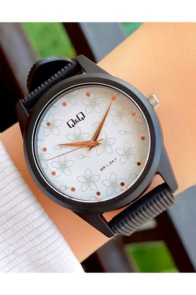 Q&Q Unisex Wristwatch with Red Color Waterproof Silicone Cord in Special Box