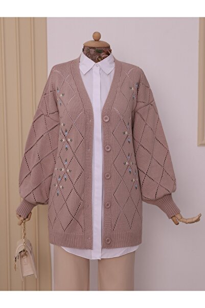 HİJABAYA Ζακέτα με ανοιχτόχρωμη φλοράλ κεντημένη κουμπιά