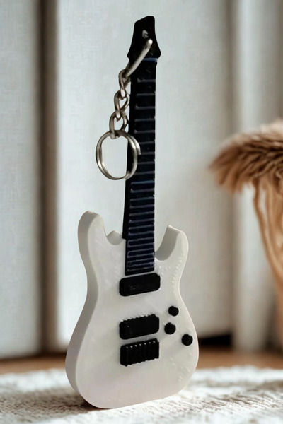 3DOria Elektro Gitar Tasarımı İle Havalı Görünümlü Anahtarlık - Müzikal Anaht...