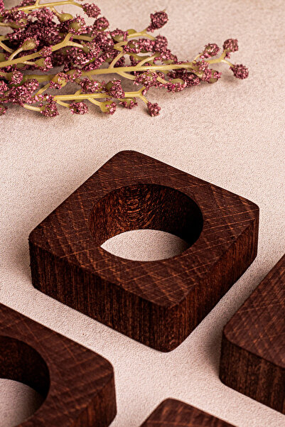 Snippy Tovy - Set of 6 Wooden Napkin Holders Service Napkin Ring