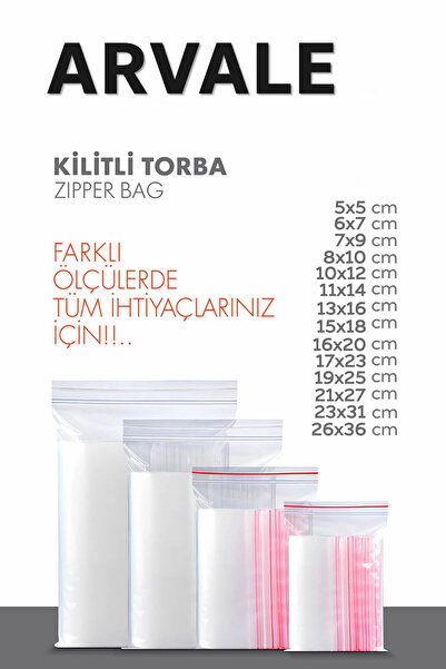 ARVALE Şeffaf Kilitli Torba | Ziplock Bpa Free | Saklama Poşeti 7x9 Cm -100'lü