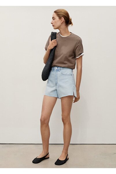 MANGO Woman Paçaları dikişsiz denim şort