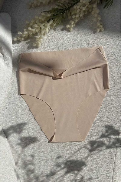 İmpavido Pachet de 2 Slip cu talie înaltă, tăiat cu laser, fără marcaj BEJ ALB