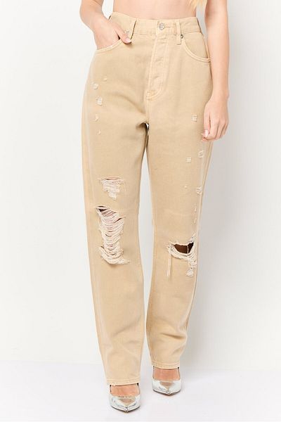 Scotch & Soda Women Boyfriend Fit Washed Non Stretchable Jeans, Beige