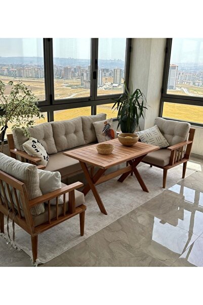 cdmobilya Masif Ahşap Bahçe Balkon takımı