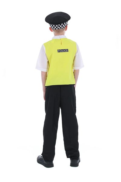 EvrikaUnity Policeman Costume for Children, Set with Cap, Handcuffs and Whistle,, 4-6 years, 120-130 cm, Yellow/Black
