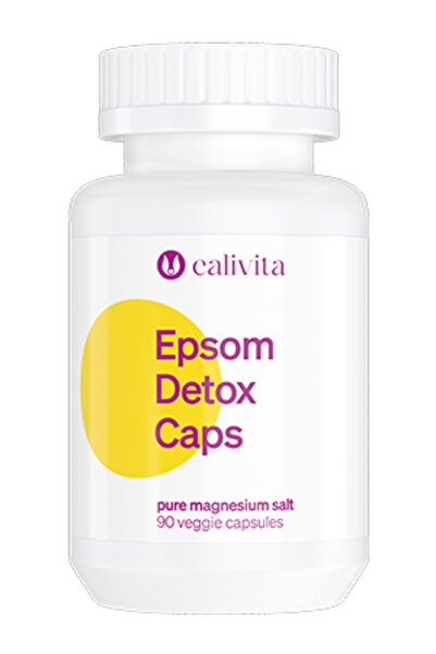 Calivita Epsom Detox Caps – Sulfat de Magneziu 100% pur pentru tranzit Intestinal și Detoxifiere (90cps)