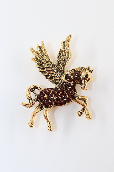 KEEBA Özgürlüğe kanat açın Kanatlı pegasus atı broş bronz renkli taşlı kadın ...