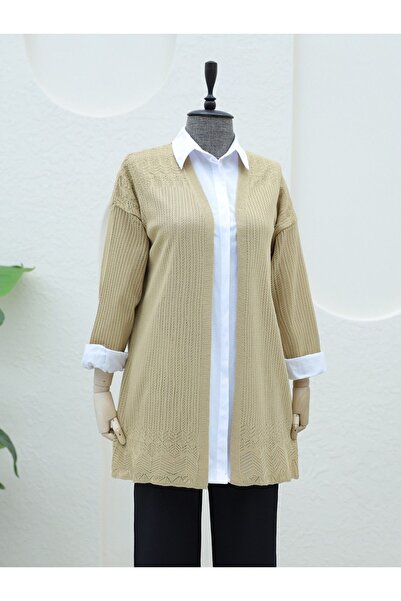 HİJABAYA Skirt Patterned Openwork Cardigan