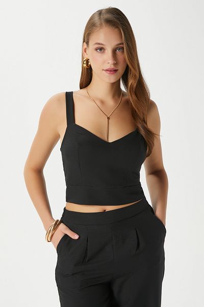 Ritnice Bluză neagră cu bretele Cupra Cool Texture pentru femei