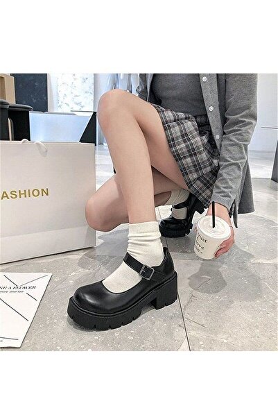 EDVESS Oxford Mat Siyah Kolej Lolita Harajuku Style ayakkabı