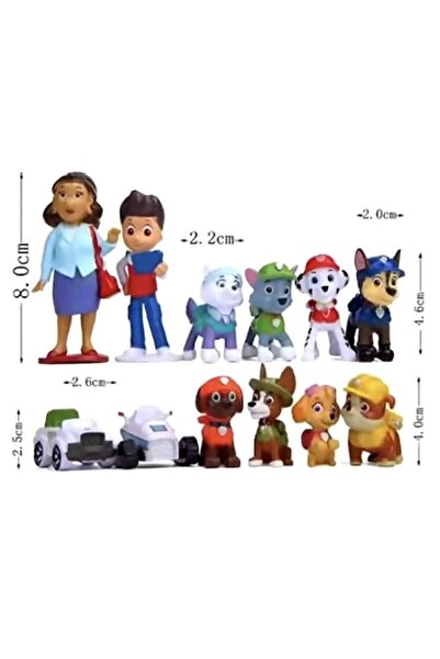 PAW PATROL Set of 12 Paw Patrol Figures, Paw Patrol, 2-8 cm