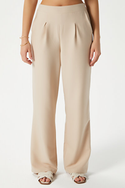 Ritnice Women's Cupra Cool Texture Waist Elastic Mink Palazzo Pants