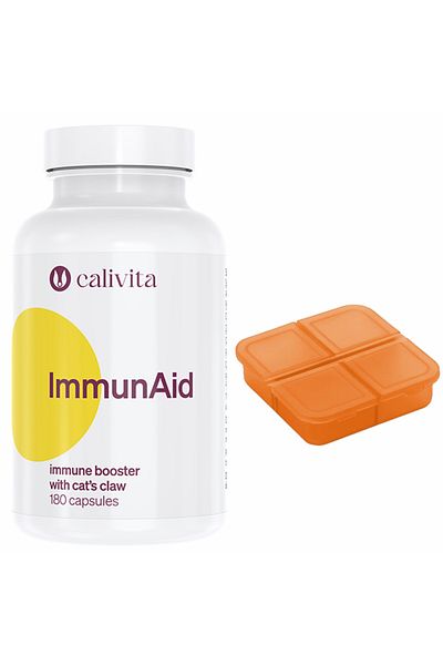 Calivita Set supliment alimentar și cutie de pastile ImmunAid imunostimulator (180 capsule) - Calivita