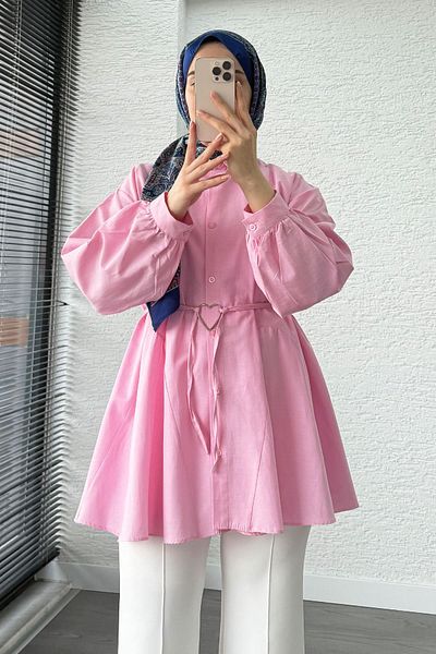 MELEK ARAZ Heart Belted Tunic - Pink