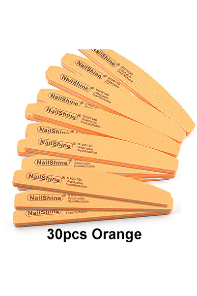 Choice 30 قطعة برتقالية 10/30 قطعة من مبرد الأظافر ثنائي الوجهين، إسفنجة ملونة، طلاء أظافر، تلميع، تلميع