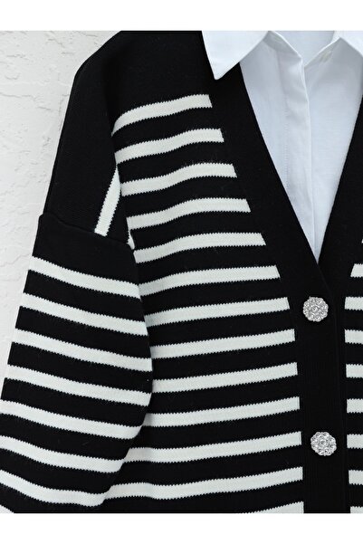 HİJABAYA Ζακέτα με ριγέ πλεκτή διπλή τσέπη