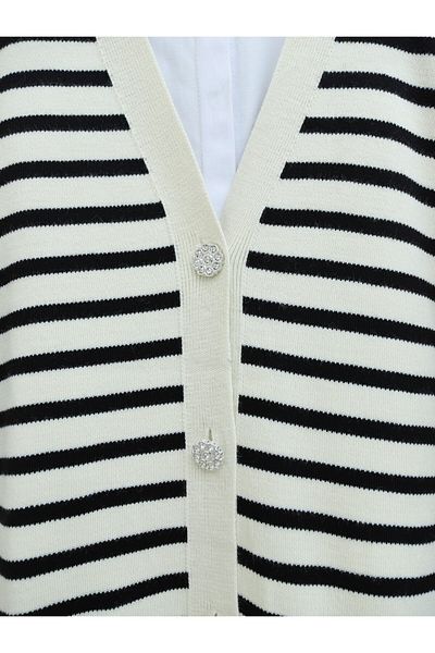 HİJABAYA Double Pocket Striped Knitwear Cardigan