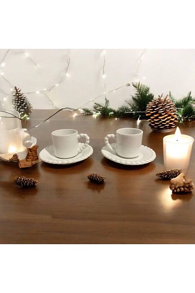 HomeSipahi 2-Person Bead Model Cup Set, Coffee Cup