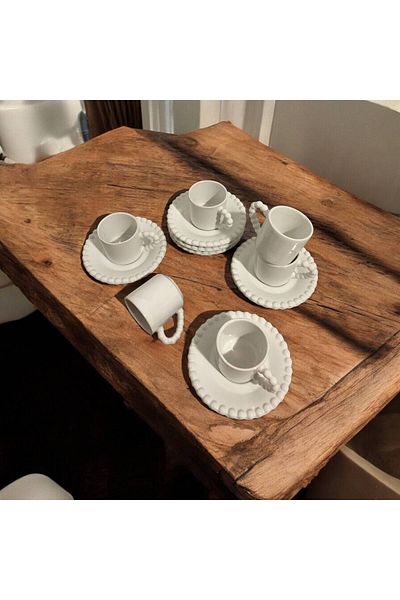 HomeSipahi 6-Person Bead Model Cup Set, Coffee Cup