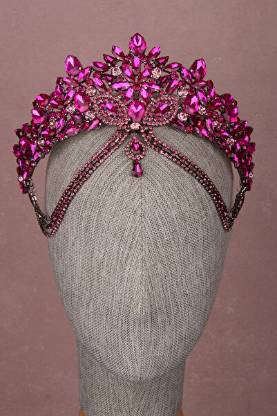 ESPEREST Coroana de mireasa din cristal Velisse fucsia