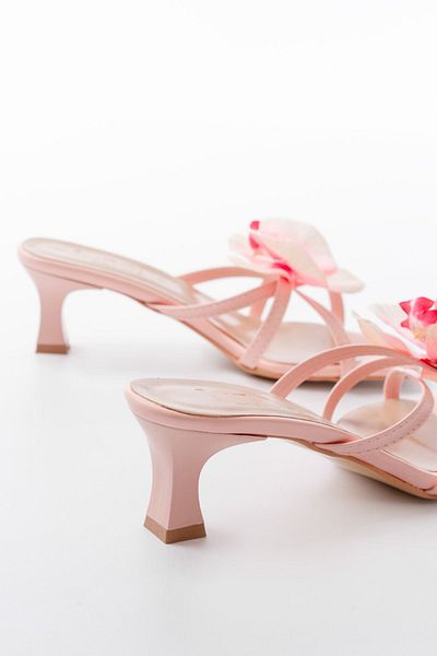 Moda Asmira S-622 Pink Orchid Detailed Thin Heeled Women's Slippers