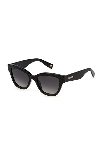 FURLA Ochelari de soare pentru femei Furla SFU840 0700, Negru, Ochelari de soare Cat Eye, 52 mm